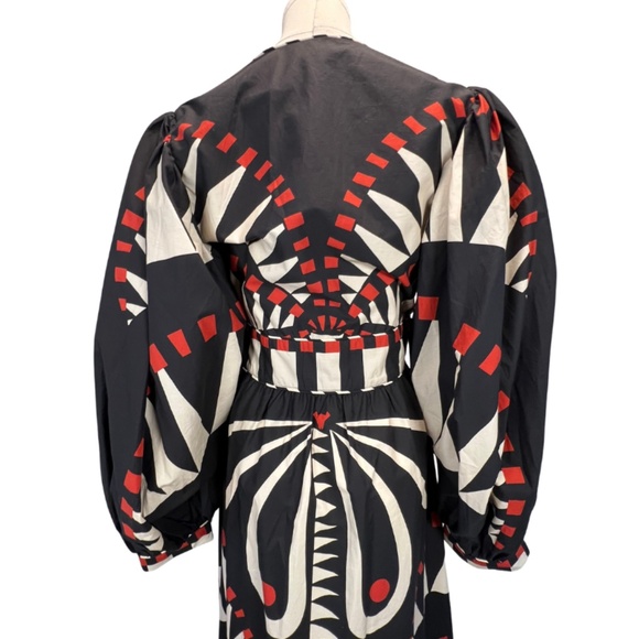 Farm Rio Coconut Grove Puff-Sleeve V-Neck Maxi Dress Size Small - Picture 10 of 11